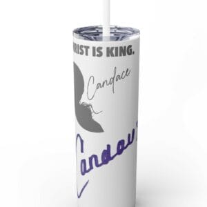 Candace Owens Christ Is King Skinny Tumbler with Straw, 20oz