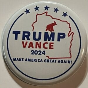 Show Your Support: Donald Trump JD Vance Wisconsin MAGA 2024 Campaign Button Pin