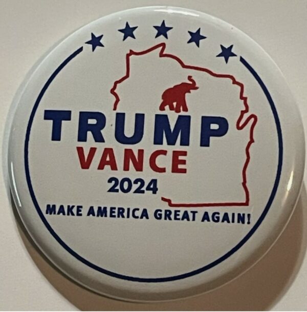 Show Your Support: Donald Trump JD Vance Wisconsin MAGA 2024 Campaign Button Pin