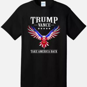 TRUMP VANCE: America Eagle Black Tee for MAGA 2024 Election