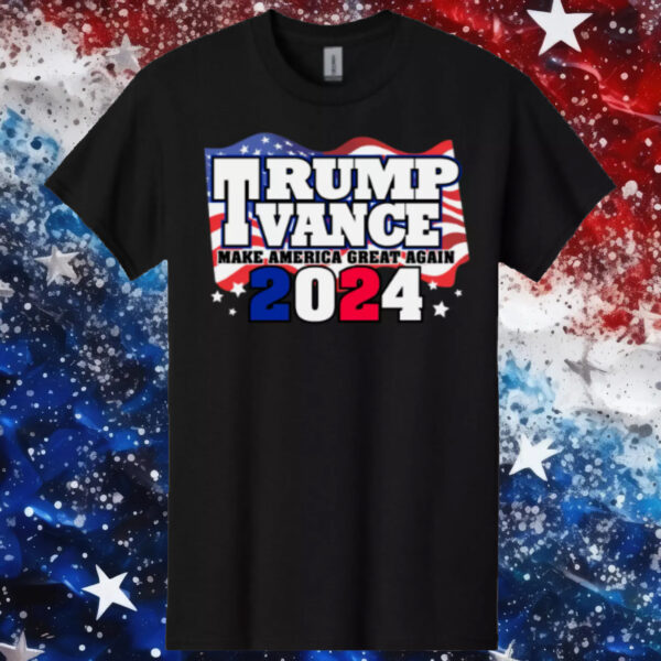 TRUMP VANCE 2024: Black T-Shirt for Republicans to Make America Great Again