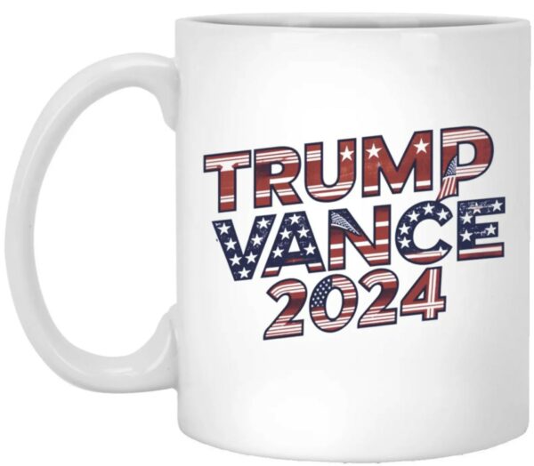 Trump Vance 2024: Patriotic Mug for Supporters, Election Souvenir with American Flag