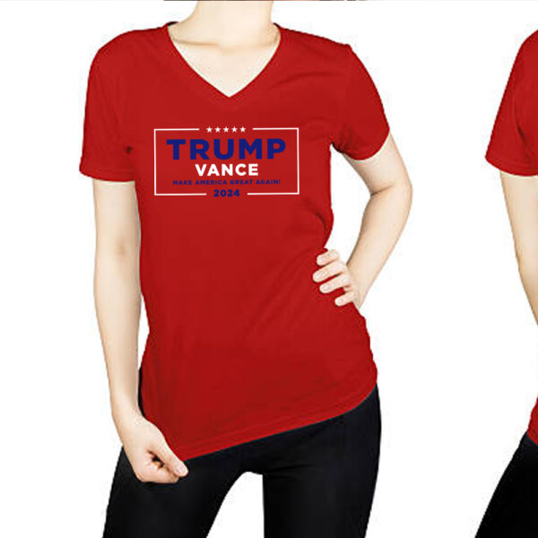 Trump Vance Make America Great Again Red Women's V-Neck: Show Your Patriotic Pride