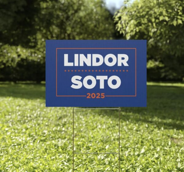 Lindor Soto 25 - Campaign-Style Lawn Sign - Show Your NY Baseball Pride - Queens